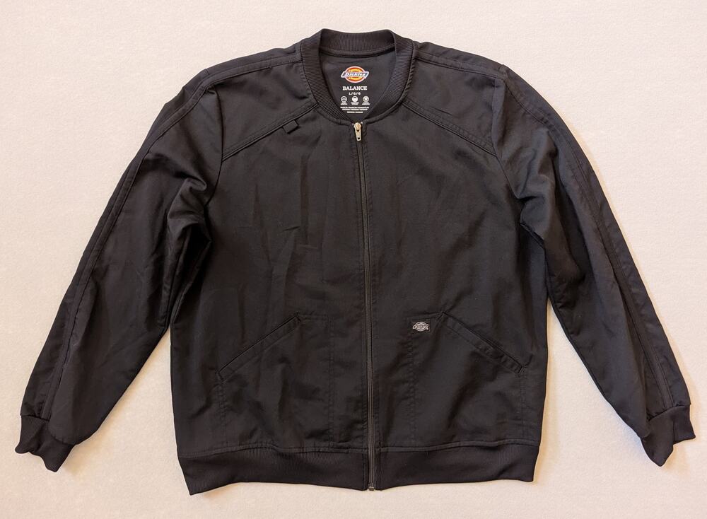 Dickies Balance Women's Zip Front Bomber Scrub Jacket Black Large
